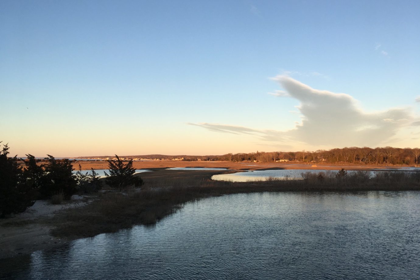 A Dove Cloud Flew Along the Horizon During a Sunset Meditation.